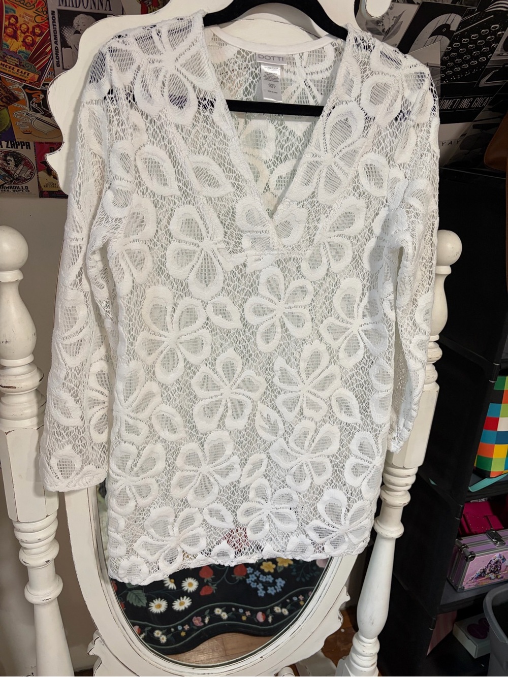 Dotti White Floral Lace V-Neck Tunic